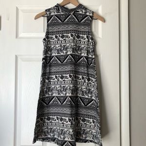 Pink Rose Black and White Sleeveless dress floral